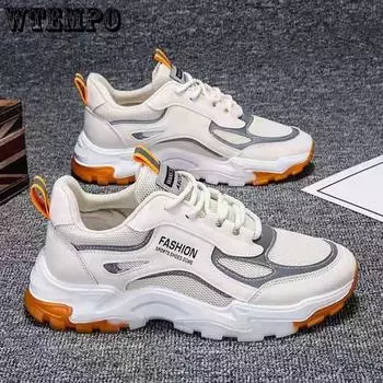 Мужская спортивная обувь с дышащей сеткой, весенне-летняя повседневная и удобная нескользящая обувь для бега 37 бежевый