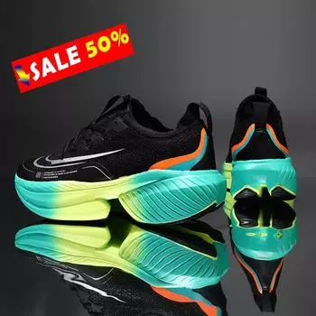 Мужская спортивная обувь с полной ладонной карбоновой пластиной, кроссовки для бега, мужские и женские, для марафона, амортизирующие, легкоатлетические тренировочные кроссовки 36 синий