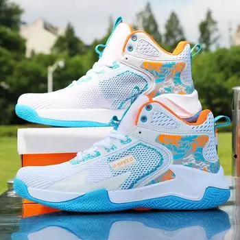 Мужская спортивная обувь Высокие кроссовки Мужская уличная повседневная обувь Брендовые нескользящие дышащие баскетбольные кроссовки Мужские удобные спортивные кроссовки 41
