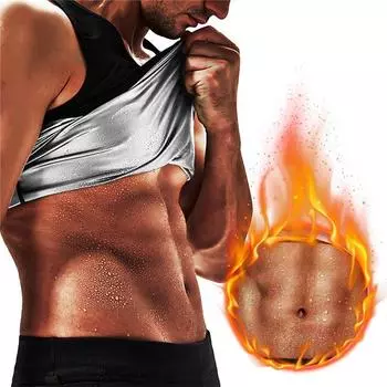 Мужская спортивная одежда для спортзала, одежда для потоотделения, сжигатель жира, майки, корректирующее белье, костюмы для фитнеса, сауны, спортивный жилет для похудения, формирователь тела L чёрный/синий