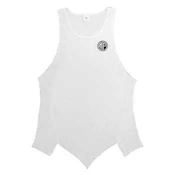 Мужская спортивная одежда, летние спортивные повседневные топы без рукавов, дышащие свободные трендовые модные топы на бретелях для бодибилдинга с неровным подолом M чёрный