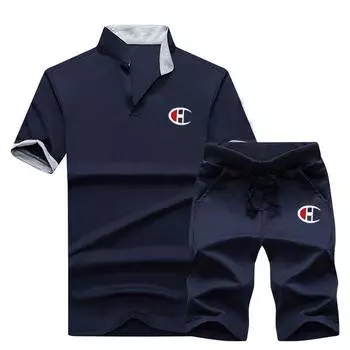 Мужская спортивная одежда Летняя повседневная спортивная одежда с воротником-стойкой Молодежная с короткими рукавами XXXXL белый