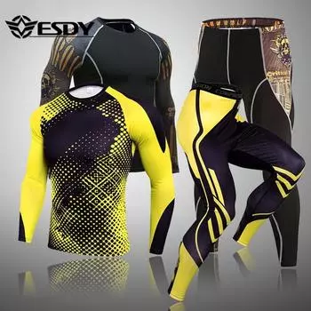 Мужская спортивная одежда, спортивные костюмы с 3D компрессионным черепом, мужской полный костюм, спортивный костюм, одежда для фитнеса, размер S-4XL S