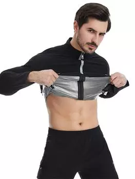 Мужская спортивная пот-сауна с длинными рукавами, рубашка для фитнеса, формирователь тела с карманами, куртка для фитнеса 2XL синий