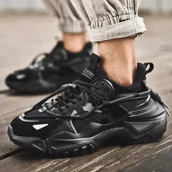 Мужская спортивная повседневная мужская обувь на толстой подошве, кожаная модная обувь для папы, кроссовки для бега