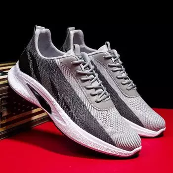 Мужская спортивная повседневная обувь 2025 года, модный тренд, летающая плетеная дышащая сетчатая обувь, корейская версия мужской беговой обуви 39 серый