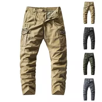 Мужская спортивная спецодежда, повседневные уличные брюки с несколькими карманами L армия зеленый