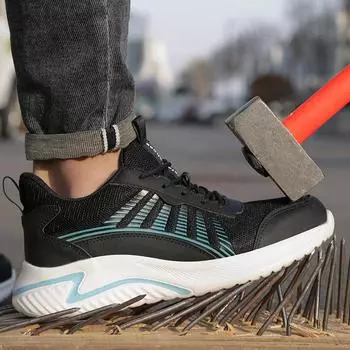 Мужская спортивная защитная обувь, женские дышащие рабочие кроссовки, рабочая обувь со стальным носком, мужская легкая неразрушимая обувь, мужская 36