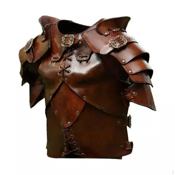 Мужская средневековая нагрудная броня с регулируемым ремешком, жилетная броня для косплея на Хэллоуин коричневый