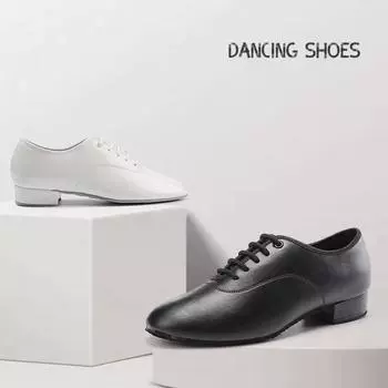 Мужская стандартная танцевальная обувь для бальных танцев, обувь для современных танцев, обувь для танцев в помещении, каблук 1 дюйм 38 чёрный