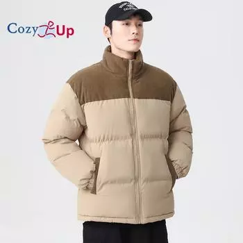 Мужская стеганая куртка Cozy Up с капюшоном, термостеганое пальто с карманами, застегивающаяся на молнию, зимняя теплая куртка-пуховик M чёрный