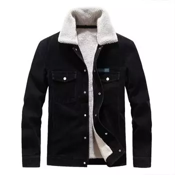 Мужская стеганая куртка Джинсовая вельветовая флисовая теплая стеганая куртка M