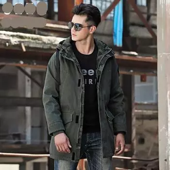 Мужская стеганая свободная куртка большого размера с капюшоном средней длины, повседневная стеганая куртка, зимнее пальто M