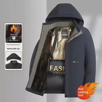 Мужская стеганая зимняя ветрозащитная куртка: Смесь графена и хлопка, теплая и стильная для всех возрастов 5XL темно-синий