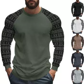 Мужская стильная и удобная приталенная рубашка с круглым вырезом и принтом XL белый