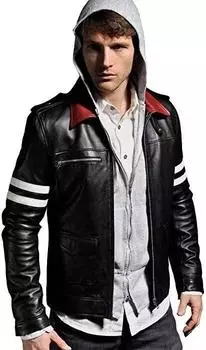 Мужская стильная куртка из натуральной овчины, новая, ручной работы, мотоциклетная, байкерская S чёрный