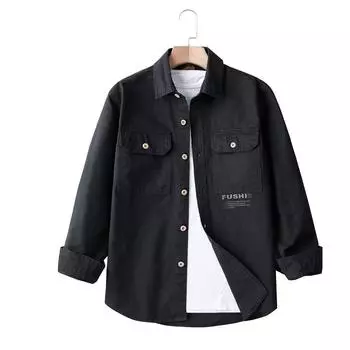 Мужская стираная рубашка с длинными рукавами, свободный крой и множество карманов, рабочая одежда, повседневная рубашка XXXXXL