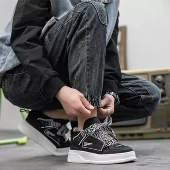 Мужская студенческая обувь 2024 года, новая весенняя повседневная спортивная мужская обувь на шнуровке, модная мужская дышащая обувь с толстой подошвой Vitality Tide 38 белый