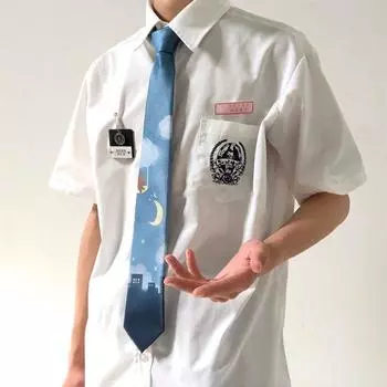 Мужская студенческая рубашка в японском стиле с вышивкой, с длинным рукавом - Топ с коротким рукавом для формы JK