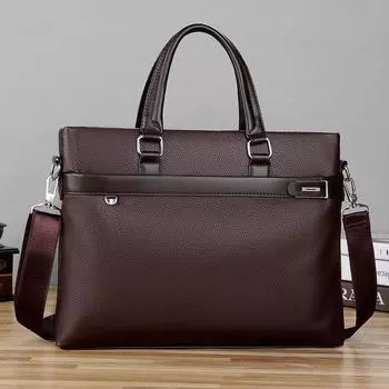 Мужская сумка через плечо 2024 года, новая, для деловых поездок, документов, ноутбука, мужская, горизонтальная, на одно плечо чёрный