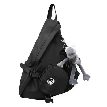 Мужская сумка через плечо большой емкости с цветными блоками, нагрудная сумка для студентов, спортивная сумка для велоспорта чёрный