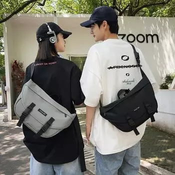 Мужская сумка через плечо большой емкости, однотонная женская нагрудная сумка