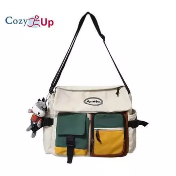 Мужская сумка через плечо Cosy Up, модная и универсальная сумка на одно плечо, небольшой женский рюкзак большой вместимости, повседневная японская сумка почтальона 31x11x24cm белый