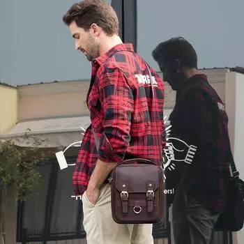 Мужская сумка через плечо Crazy Horse Leather, винтажная сумка через плечо из коровьей кожи с верхним слоем, деловая сумка для поездок на работу коричневый