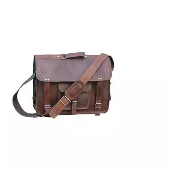 Мужская сумка через плечо для ноутбука Портфельная сумка из натуральной козьей кожи Винтаж Коричневый 11X5X15 in коричневый
