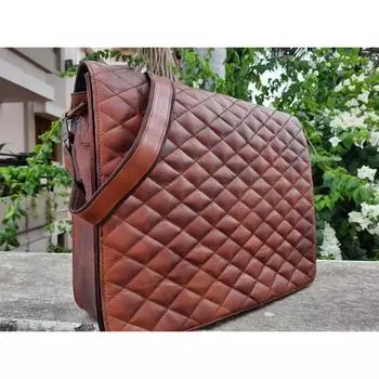 Мужская сумка через плечо из натуральной кожи, чехол для ноутбука, портфель, атташе 12 x 16 x 5 in коричневый