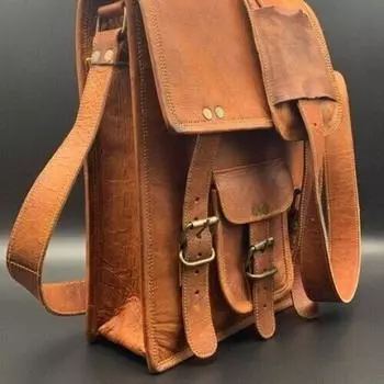 Мужская сумка через плечо из натуральной кожи в деревенском стиле 9 x 11 x 4 in коричневый