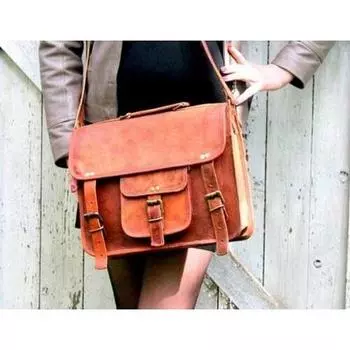 Мужская сумка через плечо из натуральной кожи, портфель для ноутбука 15 X 11 X 4 in коричневый