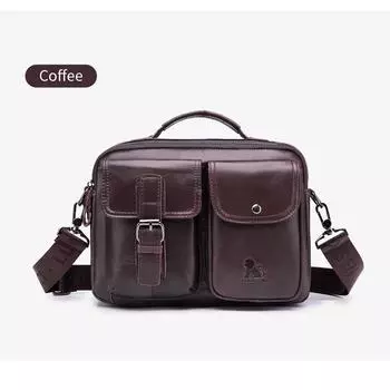 Мужская сумка через плечо из натуральной кожи, мужская сумка, винтажная сумка через плечо, сумка-мессенджер для деловых людей 28*8*21CM чёрный