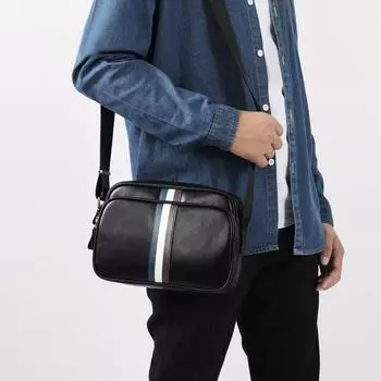 Мужская сумка через плечо из натуральной кожи, деловая, из коровьей кожи, мужская сумка, модная, повседневная, большой емкости, мужская сумка Crossspan чёрный