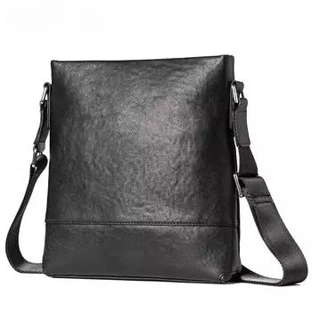 Мужская сумка через плечо из натуральной кожи, повседневная вертикальная сумка через плечо из коровьей кожи, деловая интегрированная сумка через плечо из натуральной кожи чёрный