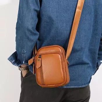 Мужская сумка через плечо из натуральной кожи для отдыха, большая вместимость, портативная сумка с застежкой-молнией, многослойные высококачественные мужские сумки через плечо