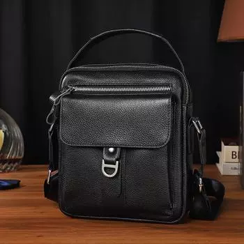 Мужская сумка через плечо из натуральной кожи, деловая, повседневная, легкая, роскошная, многослойная, из коровьей кожи, легкий мужской рюкзак чёрный