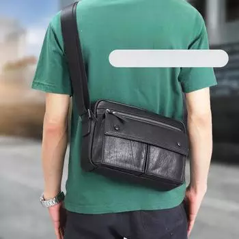 Мужская сумка через плечо из натуральной кожи, большая вместимость, модная и нишевая сумка-мессенджер, ретро-деловая сумка на одно плечо чёрный