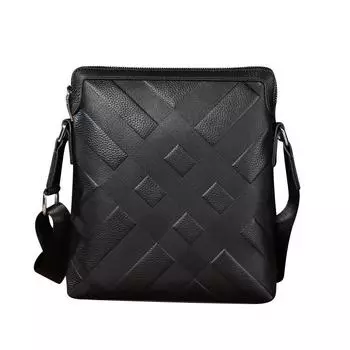 Мужская сумка через плечо из воловьей кожи с верхним слоем, сумка через плечо для бизнеса и отдыха, модная модная сумка из натуральной кожи с тиснением, вертикальная сумка через плечо большой вместимости чёрный