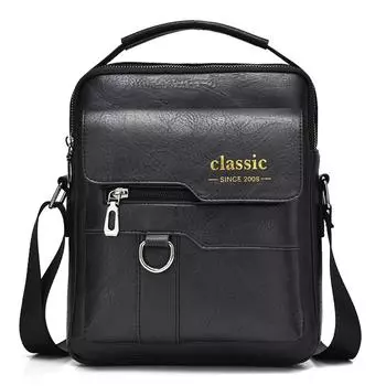 Мужская сумка через плечо, кожаная сумка через плечо, классический водонепроницаемый портфель, дорожная сумка чёрный