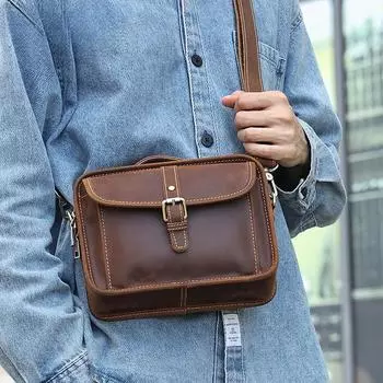 Мужская сумка через плечо Mad Horse Leather Vintage Tote Bag Мужская сумка через плечо Мужская сумка через плечо из натуральной кожи Мужская сумка коричневый