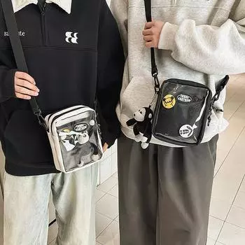 Мужская сумка через плечо, маленькая парная сумка, женская сумка для мобильного телефона чёрный