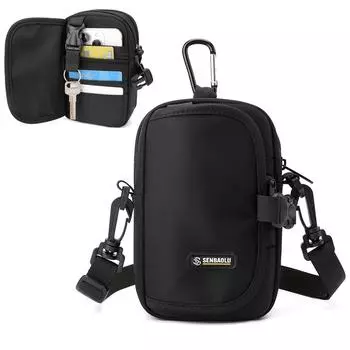 Мужская сумка через плечо, маленькая сумка для активного отдыха, многофункциональная сумка для мобильного телефона, сумка через плечо для велоспорта, поясная сумка чёрный