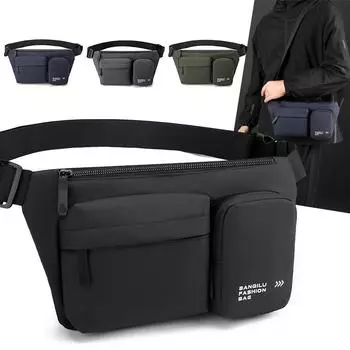 Мужская сумка через плечо, многоцелевая мужская сумка, большая вместительная сумка через плечо, дорожная сумка на грудь чёрный