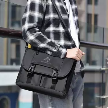 Мужская сумка через плечо, модная, большая вместимость, деловая, для отдыха, компьютерная сумка, сумка через плечо чёрный