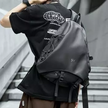 Мужская сумка через плечо, модная сумка на одно плечо, повседневный функциональный спортивный рюкзак для велоспорта, многофункциональная сумка-почтальон на грудь чёрный