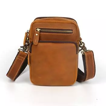 Мужская сумка через плечо, натуральная кожа, мужская сумка, маленькая вертикальная сумка через плечо, верхний слой из воловьей кожи, ретро-сумка Crazy Horse