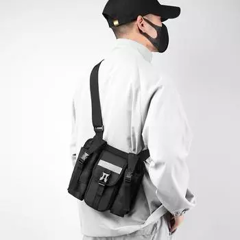 Мужская сумка через плечо, однотонная, многофункциональная маленькая сумка большой емкости, нейлоновая сумка через плечо чёрный