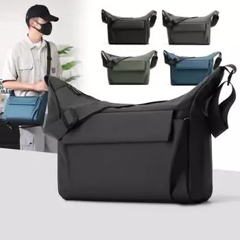 Мужская сумка через плечо, однотонная сумка через плечо, сумка-мессенджер большой емкости чёрный