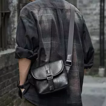 Мужская сумка через плечо, осенне-зимняя сумка на одно плечо, черная сумка-мессенджер в стиле ретро, кожаная сумка, портфель, деловая сумка чёрный